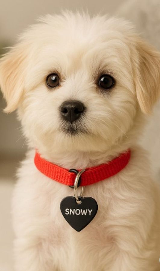 Petite médaille pour chien en forme de cœur imprimée