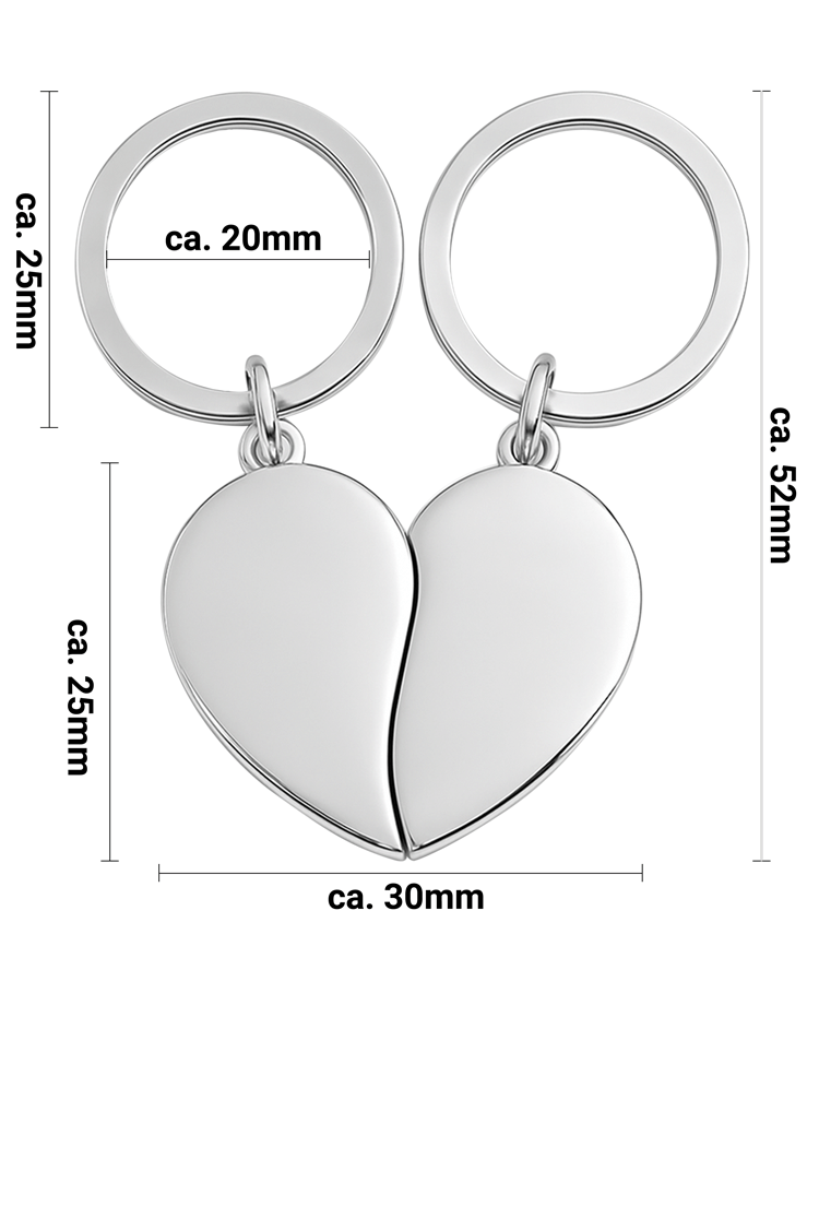 Porte-clés coeur partagé avec gravure imprimée | Omnishirt