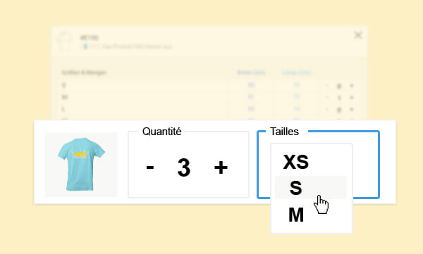 Créer son propre t-shirt - choisir la quantité et la taille